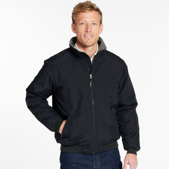 Vintage L.L. Bean Dark Green Mens Warm-Up Jacket, Fleece Lined Large Regular - Picture 1 of 11